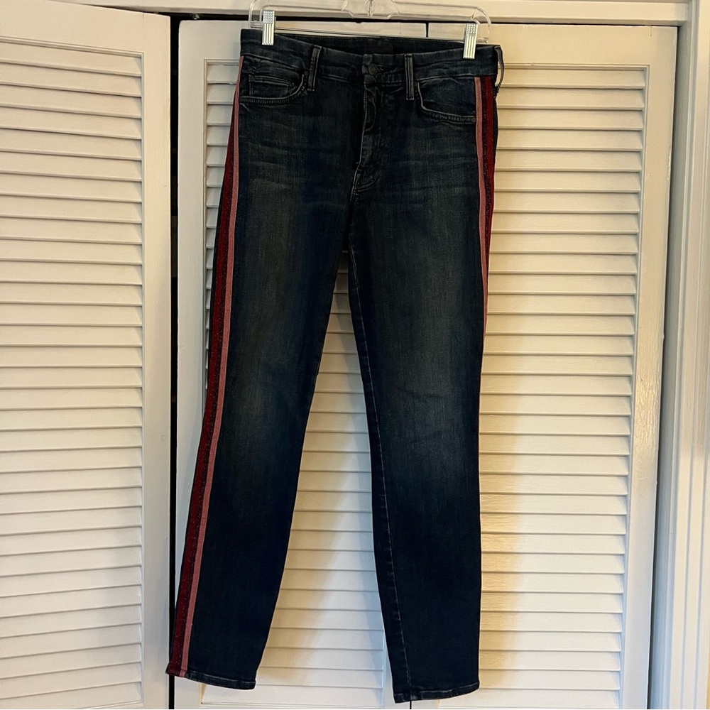 Women's Dark Blue Jeans with Red Stripe